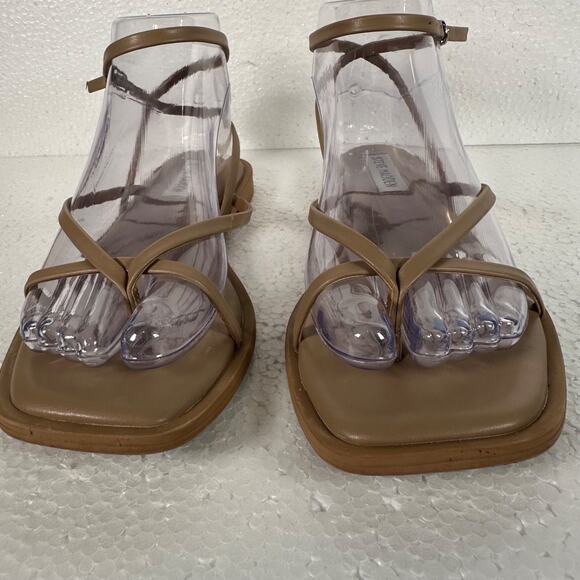 Steve Madden Strappy Ankle Wrap Thong Sandals Flats Women's 6.5 Brown - Picture 3 of 11